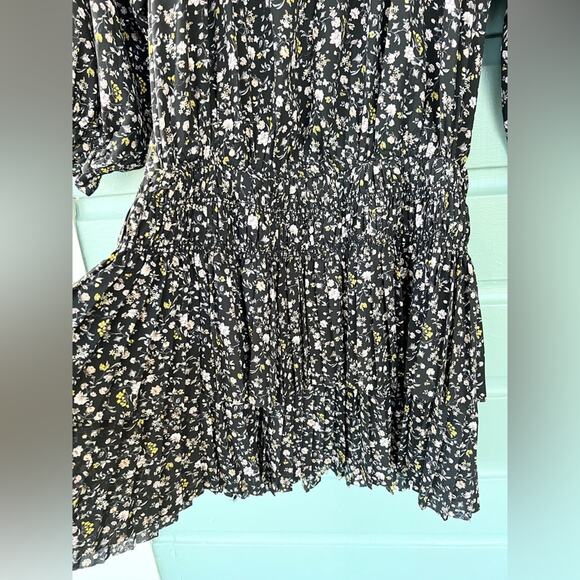 Current Air Aurelie Floral Print Mini Dress boho drop waist fall flutter skirt M - Picture 5 of 12